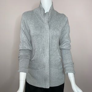 Boston Proper gray zippered cardigan sweater